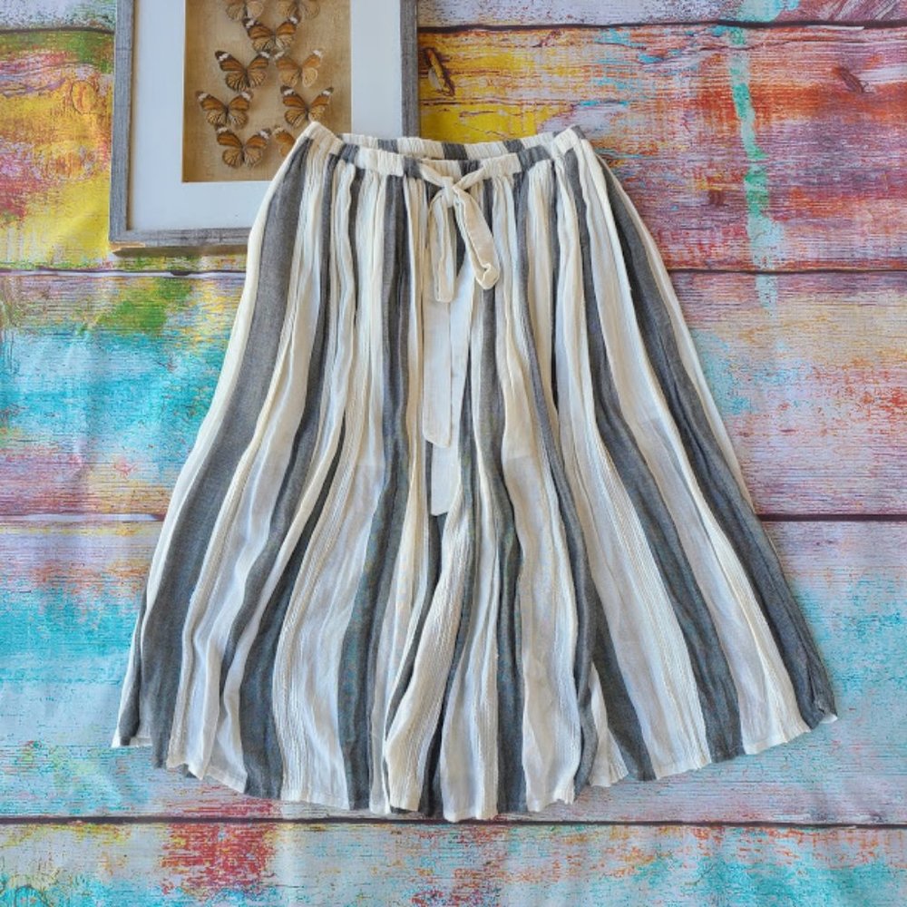 Free People Lily Stripe Gauzy A-line Midi Skirt M - Picture 3 of 7
